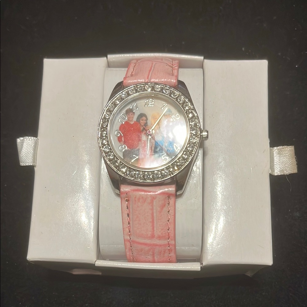 Disney Pink Strap Watch with Crystal Bezel
